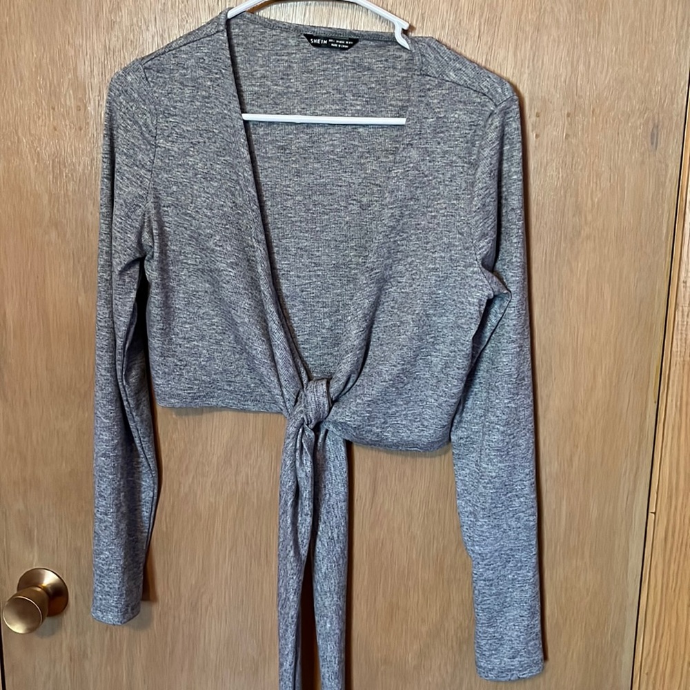 Shein Wrap Long Sleeve Crop Top